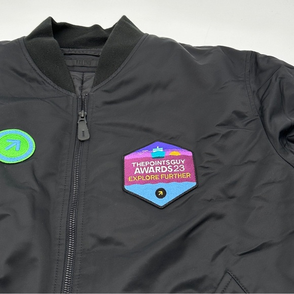 Men’s The Points Guy Awards 23 Black Uniqlo Bomber Jacket Large - Picture 3 of 13